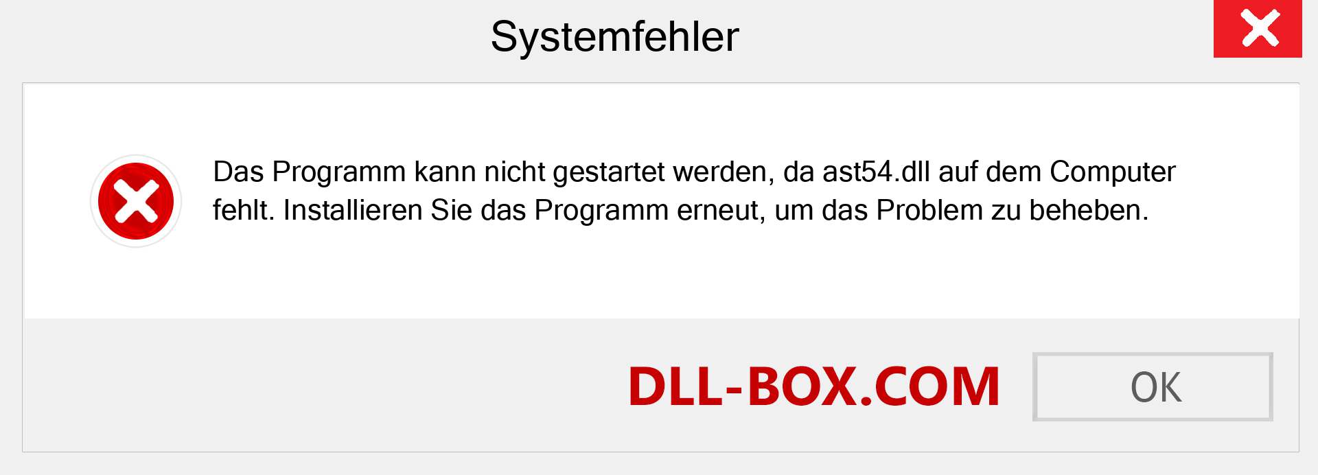 ast54.dll-Datei fehlt?. Download für Windows 7, 8, 10 - Fix ast54 dll Missing Error unter Windows, Fotos, Bildern